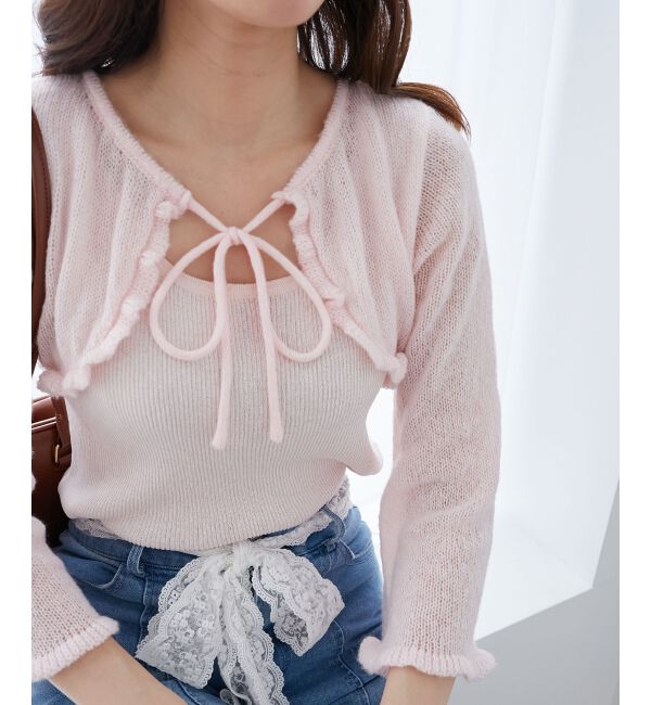  「デコルテオープンメッシュニット」|ニット・セーター|