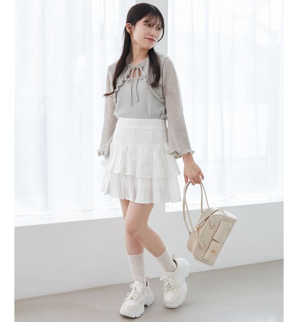  「デコルテオープンメッシュニット」|ニット・セーター|