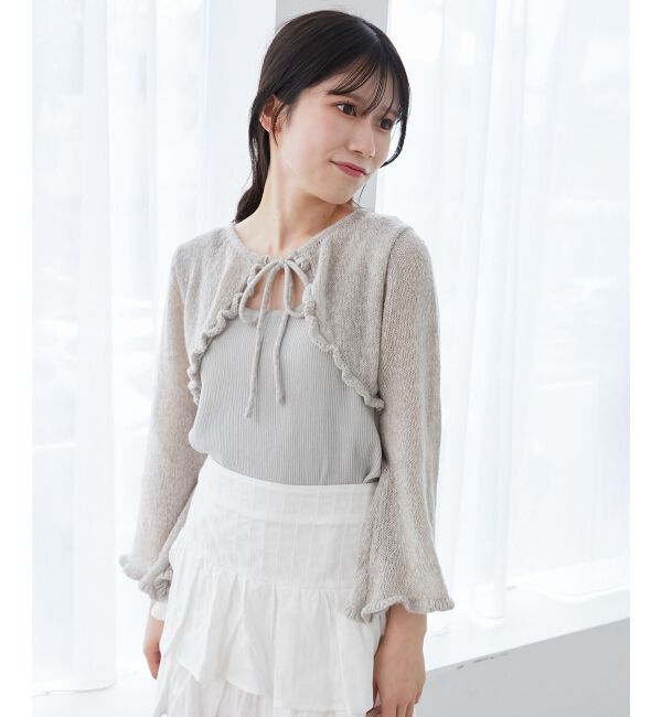  「デコルテオープンメッシュニット」|ニット・セーター|