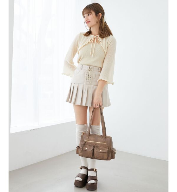  「デコルテオープンメッシュニット」|ニット・セーター|イエロー