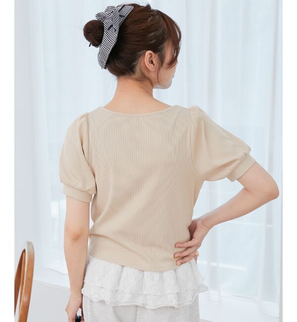  「ギャザードッキングカットトップス」|Tシャツ・カットソー|