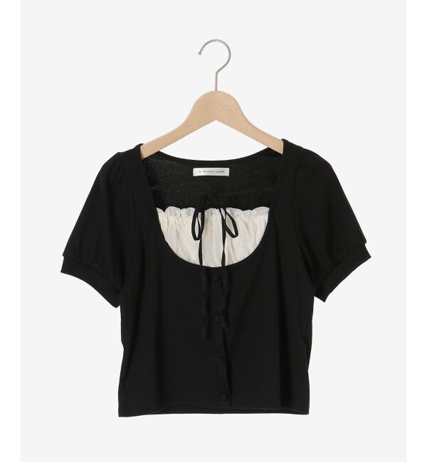  「ギャザードッキングカットトップス」|Tシャツ・カットソー|