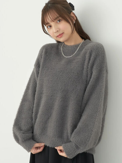 earth music&ecology「ロングシャギーハイネックプルオーバー」|ニット・セーター|