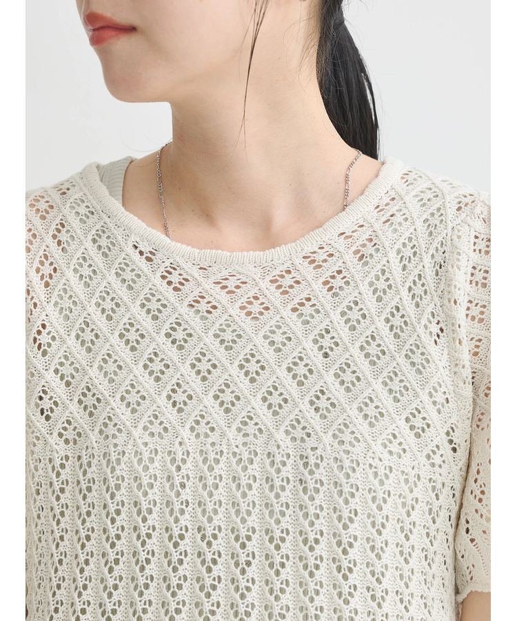 earth music&ecology「裾レース透かしニットプルオーバー」|ニット・セーター|