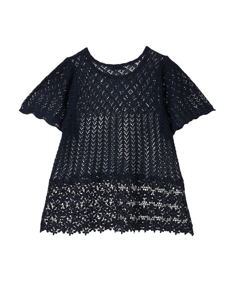 earth music&ecology「裾レース透かしニットプルオーバー」|ニット・セーター|