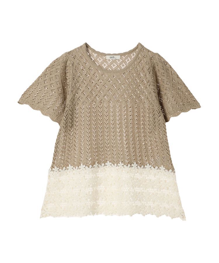 earth music&ecology「裾レース透かしニットプルオーバー」|ニット・セーター|