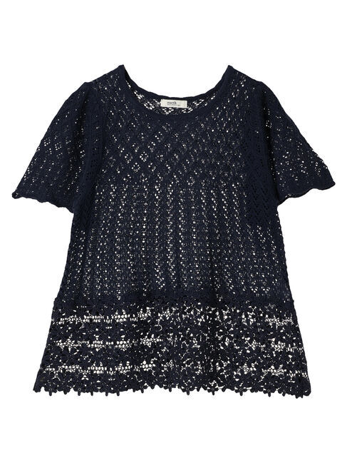 earth music&ecology「裾レース透かしニットプルオーバー」|ニット・セーター|