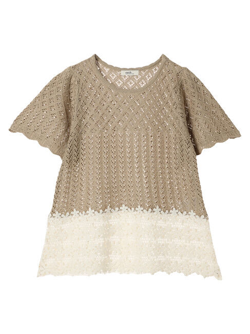 earth music&ecology「裾レース透かしニットプルオーバー」|ニット・セーター|