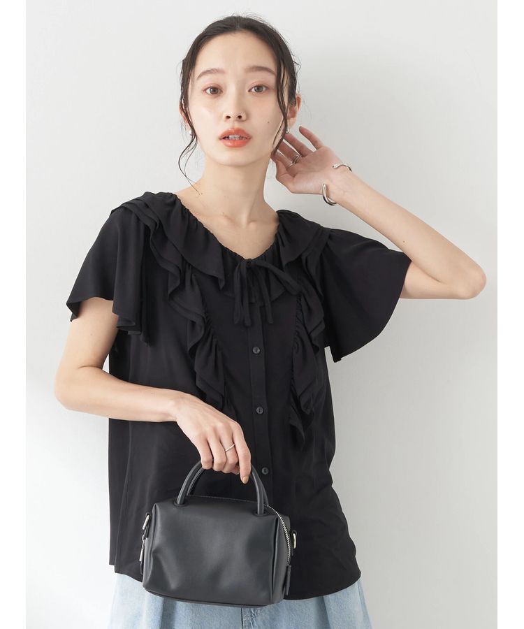 earth music&ecology「ラッフルボリュームブラウス」|シャツ・ブラウス|Black