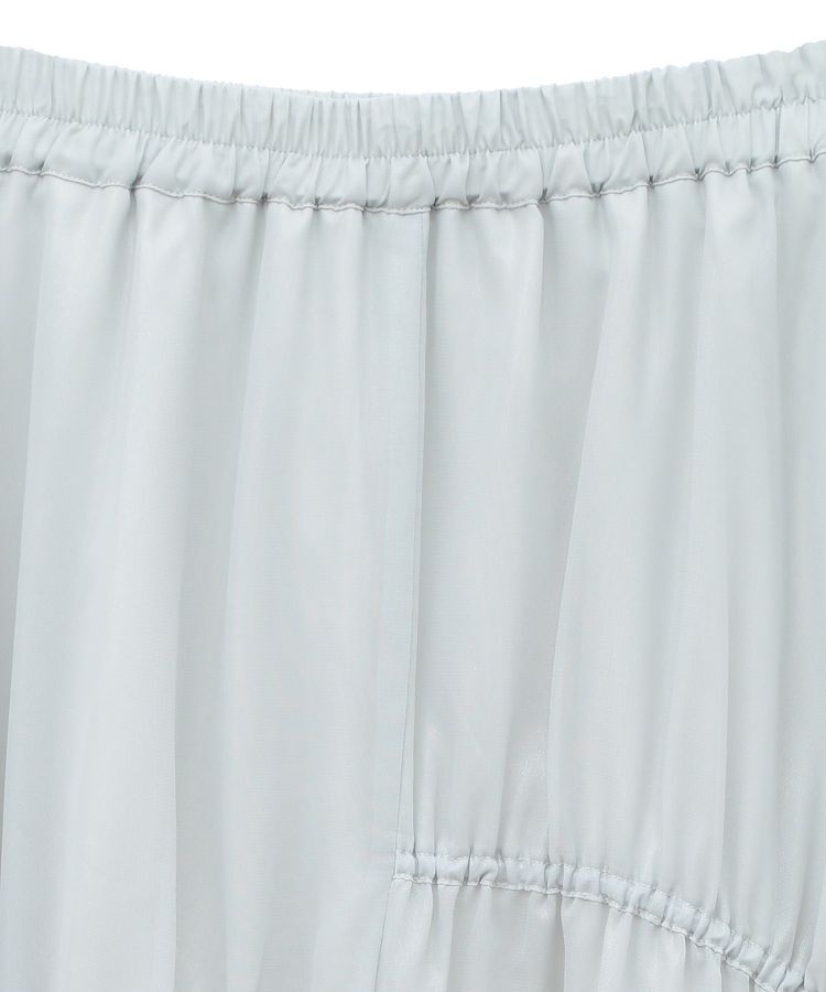 earth music&ecology「シャイニーアシンメトリーギャザースカート」|フレア|