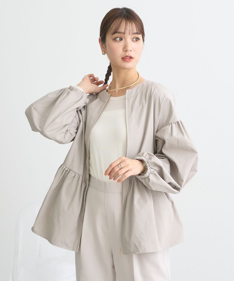 earth music&ecology「撥水ペプラムジップブルゾン」|ブルゾン・スタジャン|