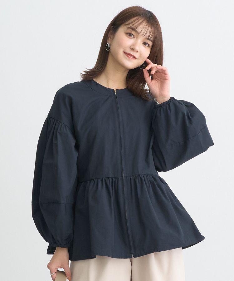 earth music&ecology「撥水ペプラムジップブルゾン」|ブルゾン・スタジャン|