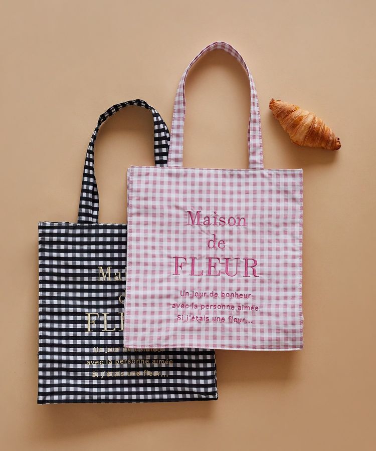 Maison de FLEUR「ブランドロゴ刺繍ギンガムスクエアトート」|トートバッグ|