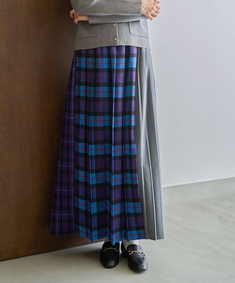 AMERICAN HOLIC「シャギーチェックプリーツスカート」|スカート|Blue