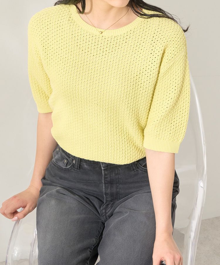 AMERICAN HOLIC「透かし編み半袖ニットプルオーバー」|ニット・セーター|