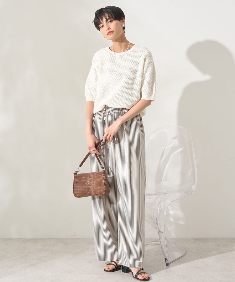 AMERICAN HOLIC「透かし編み半袖ニットプルオーバー」|ニット・セーター|