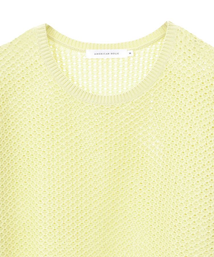 AMERICAN HOLIC「透かし編み半袖ニットプルオーバー」|ニット・セーター|