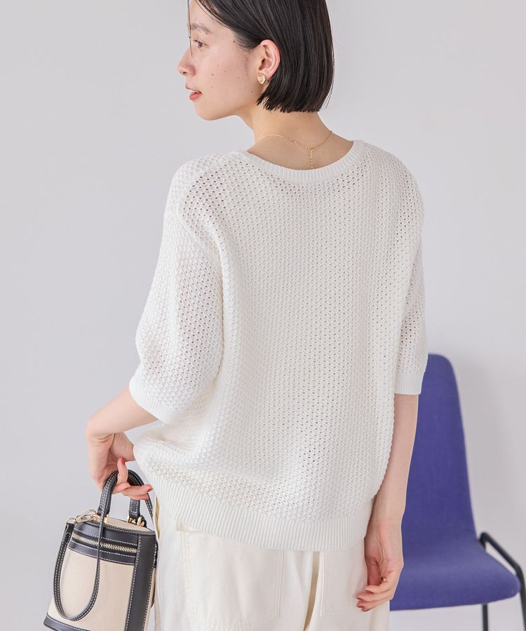 AMERICAN HOLIC「透かし編み半袖ニットプルオーバー」|ニット・セーター|