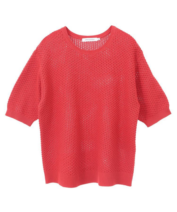 AMERICAN HOLIC「透かし編み半袖ニットプルオーバー」|ニット・セーター|