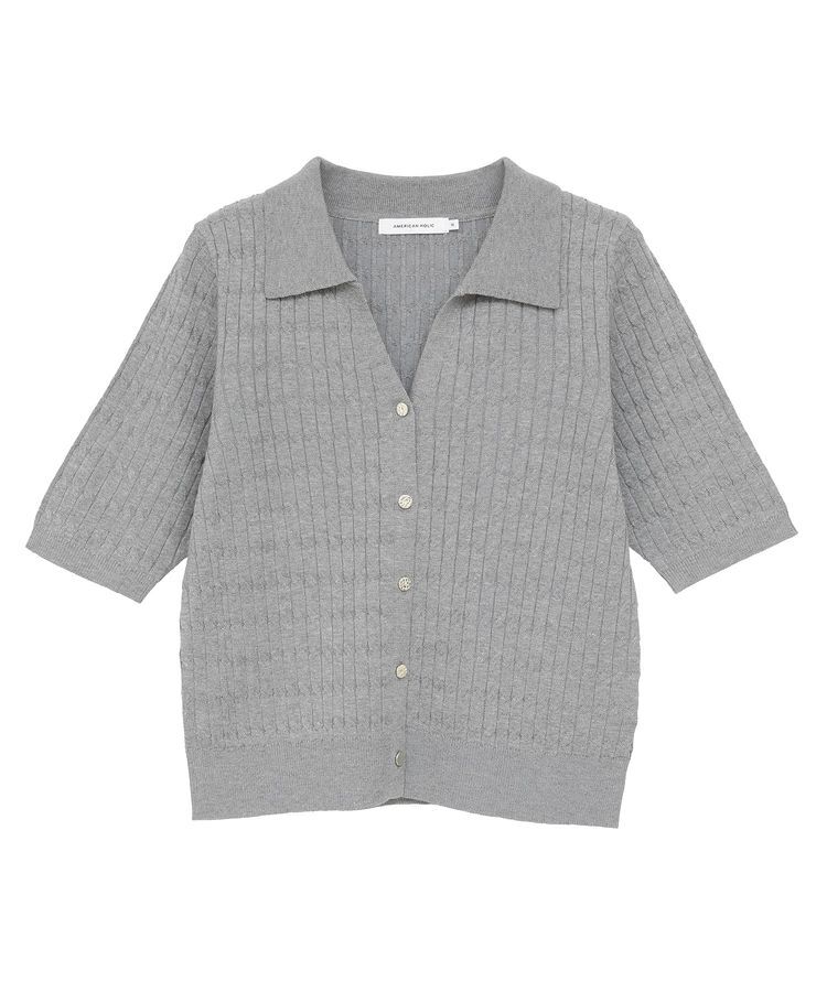 AMERICAN HOLIC「【2WAY】金ボタン衿付きケーブルプルオーバー」|ニット・セーター|