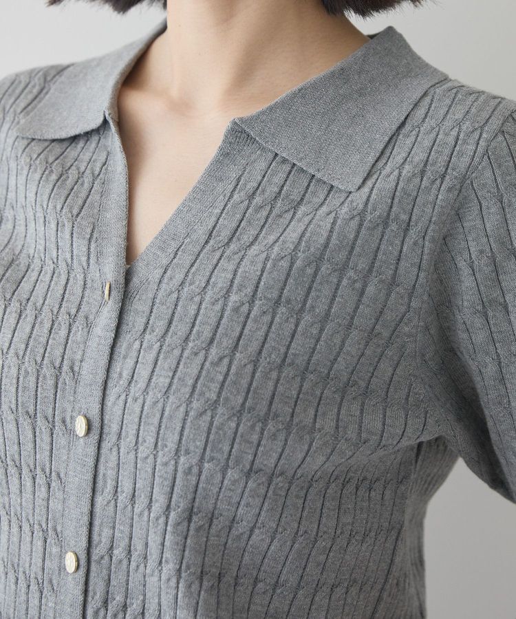 AMERICAN HOLIC「【2WAY】金ボタン衿付きケーブルプルオーバー」|ニット・セーター|