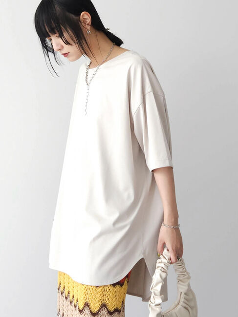 Green Parks「接触冷感バックカシュクールチュニック」|チュニック|ライトベージュ