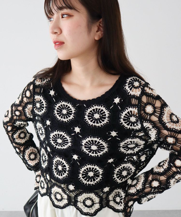 Green Parks「・SUGAR　SPOON　クロシェフラワープルオーバー」|Tシャツ・カットソー|