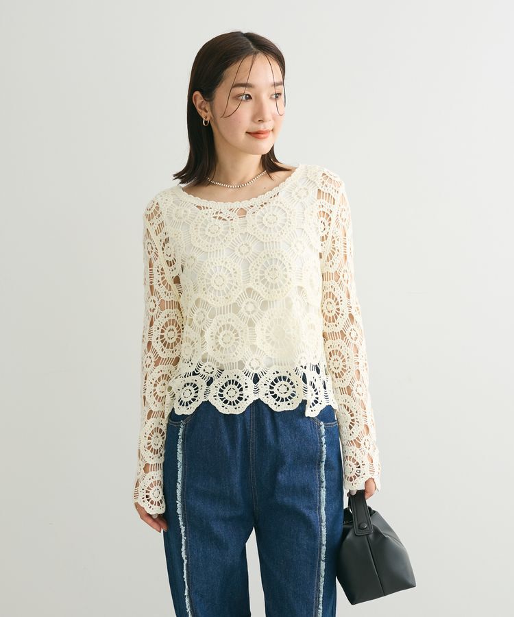 Green Parks「・SUGAR　SPOON　クロシェフラワープルオーバー」|Tシャツ・カットソー|