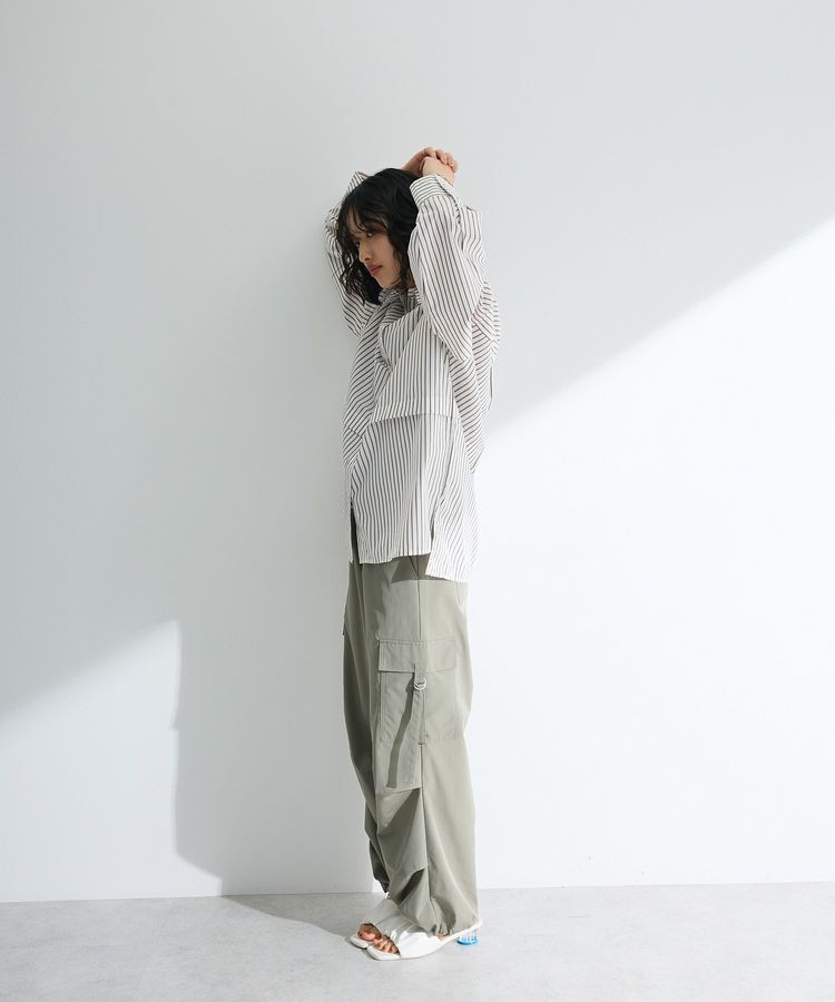 Green Parks「ラメストライプタックシャツチュニック」|シャツ・ブラウス|
