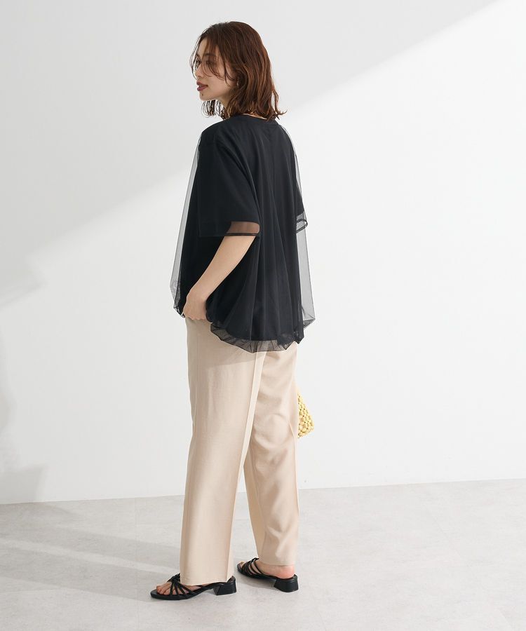 Green Parks「チュールドッキングバルーン5分袖プルオーバー」|Tシャツ・カットソー|