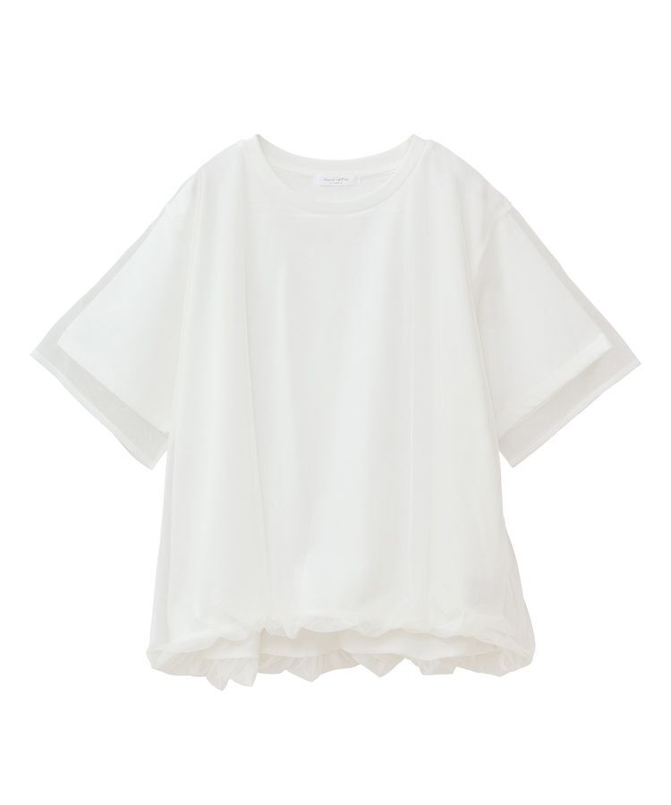 Green Parks「チュールドッキングバルーン5分袖プルオーバー」|Tシャツ・カットソー|