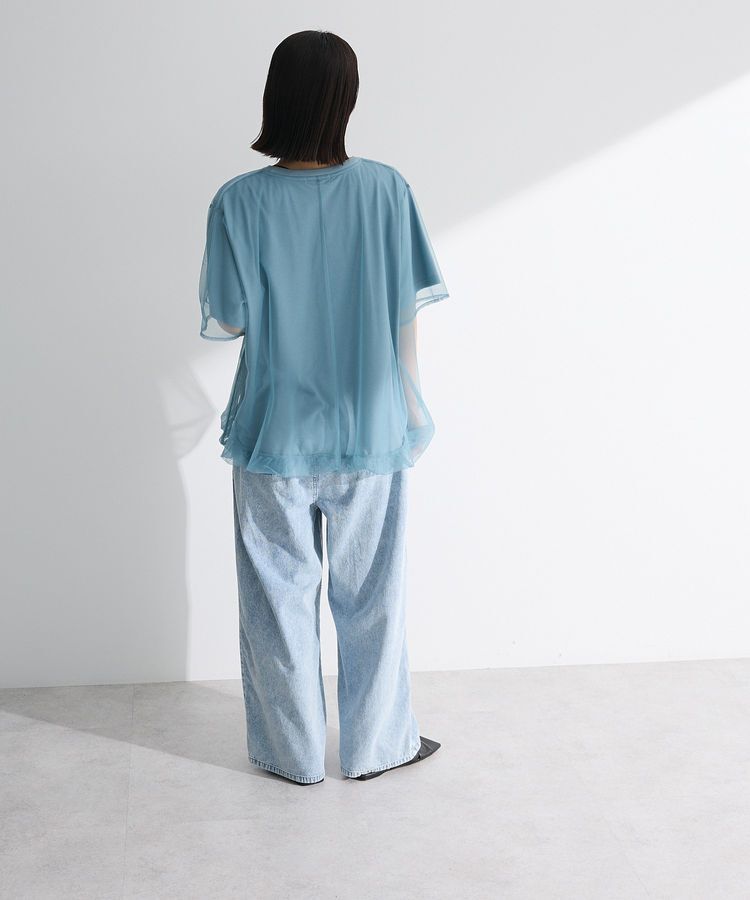 Green Parks「チュールドッキングバルーン5分袖プルオーバー」|Tシャツ・カットソー|