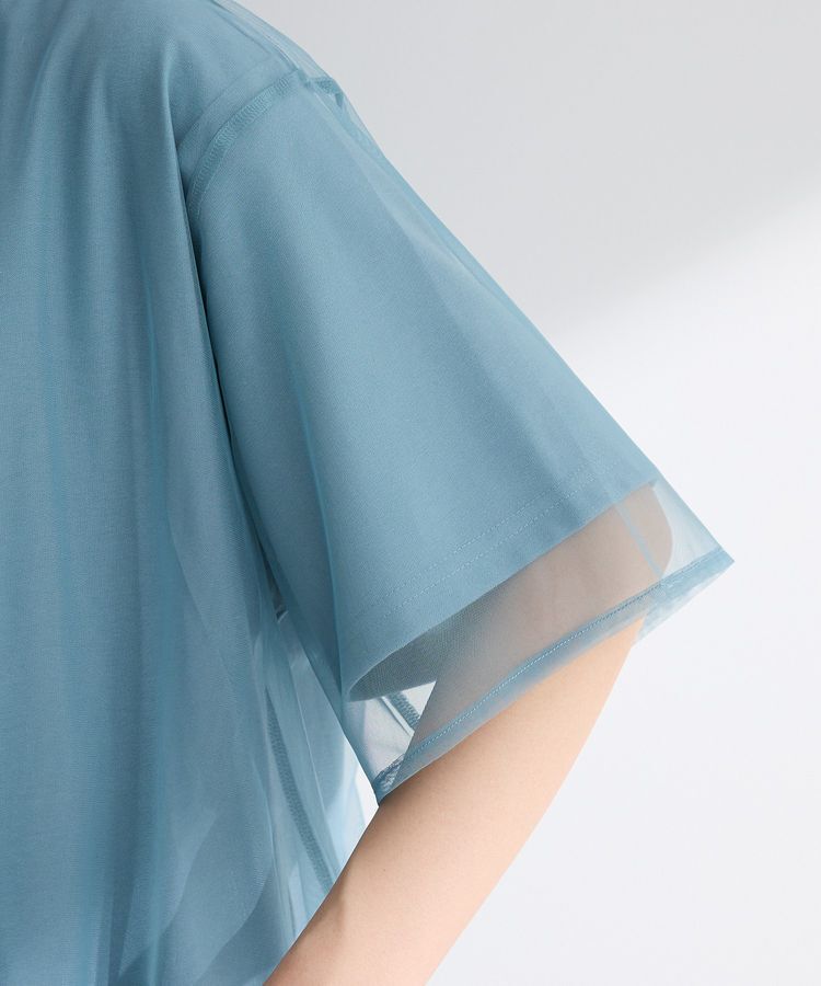 Green Parks「チュールドッキングバルーン5分袖プルオーバー」|Tシャツ・カットソー|