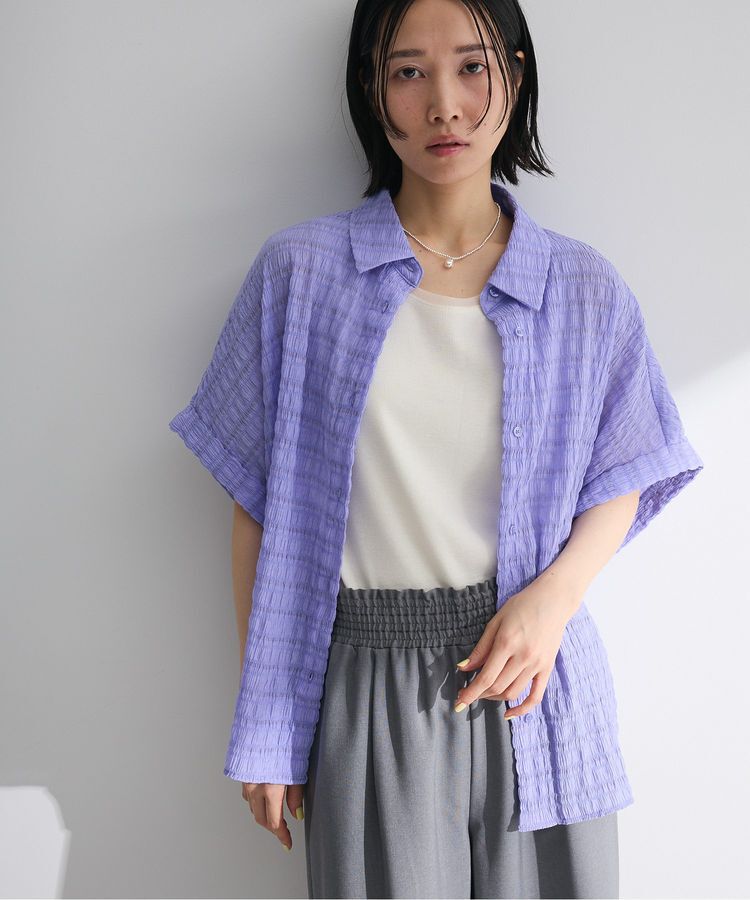 Green Parks「シアーシャーリングフレンチスリーブシャツ」|シャツ・ブラウス|Purple