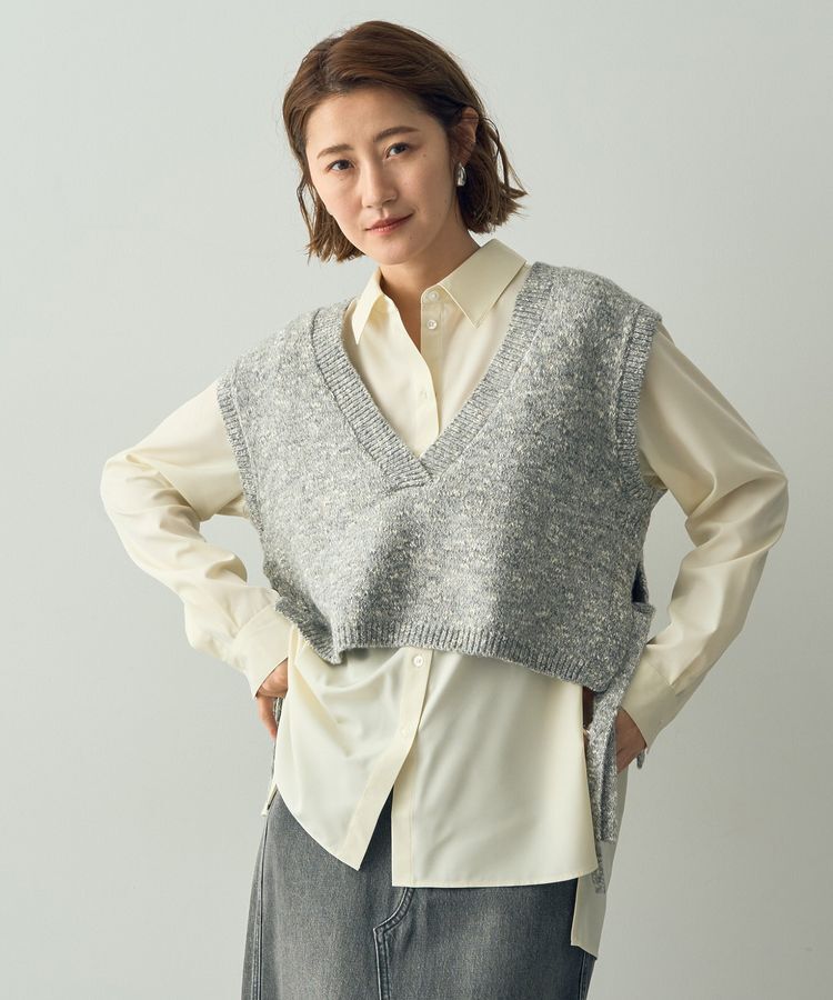 YECCA VECCA「【2点SET】シャツレイヤードニットベスト」|ベスト・ジレ|