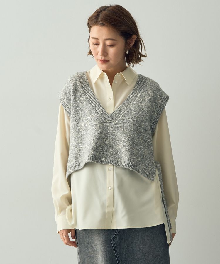 YECCA VECCA「【2点SET】シャツレイヤードニットベスト」|ベスト・ジレ|