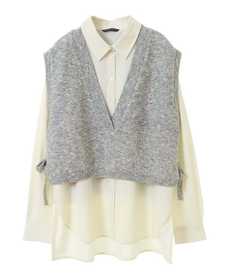 YECCA VECCA「【2点SET】シャツレイヤードニットベスト」|ベスト・ジレ|