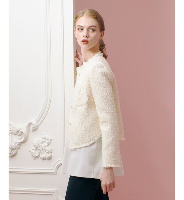 LOULOU WILLOUGHBY「【LOULOU WILLOUGHBY】ファンシーツイードクルージャケット」|ノーカラージャケット|