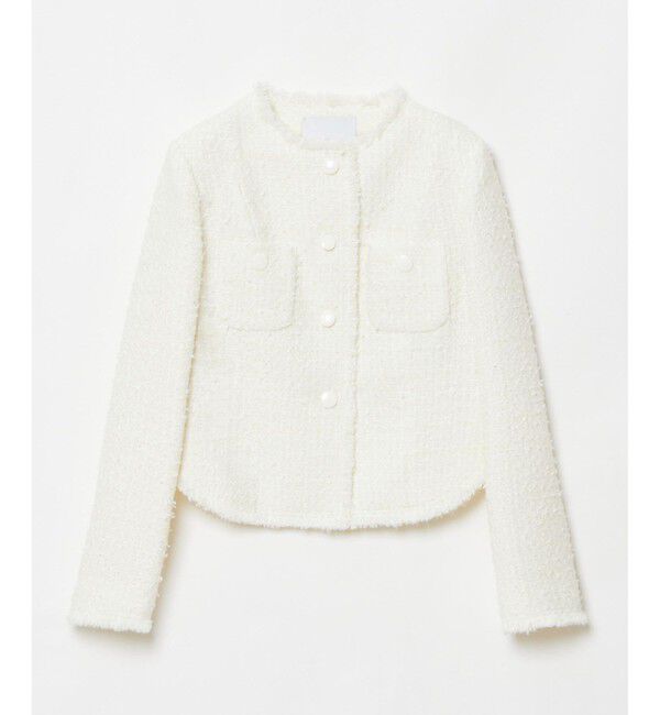 LOULOU WILLOUGHBY「【LOULOU WILLOUGHBY】ファンシーツイードクルージャケット」|ノーカラージャケット|