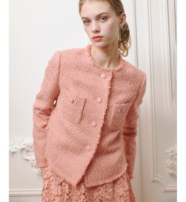 LOULOU WILLOUGHBY「【LOULOU WILLOUGHBY】ファンシーツイードクルージャケット」|ノーカラージャケット|