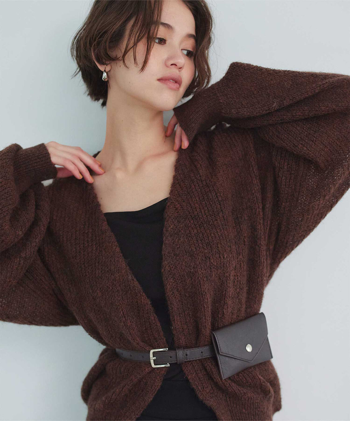 titivate「モヘアタッチローゲージニットカーディガン」|カーディガン|ブラウン