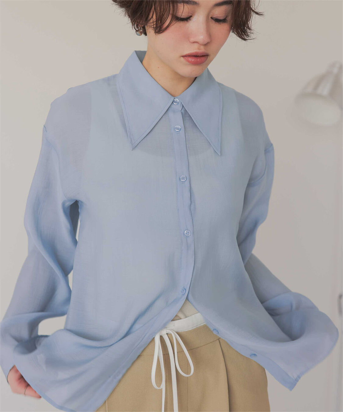 titivate「【さやかさんS/Sコラボ】デザイン襟シアーシャツ」|シャツ・ブラウス|