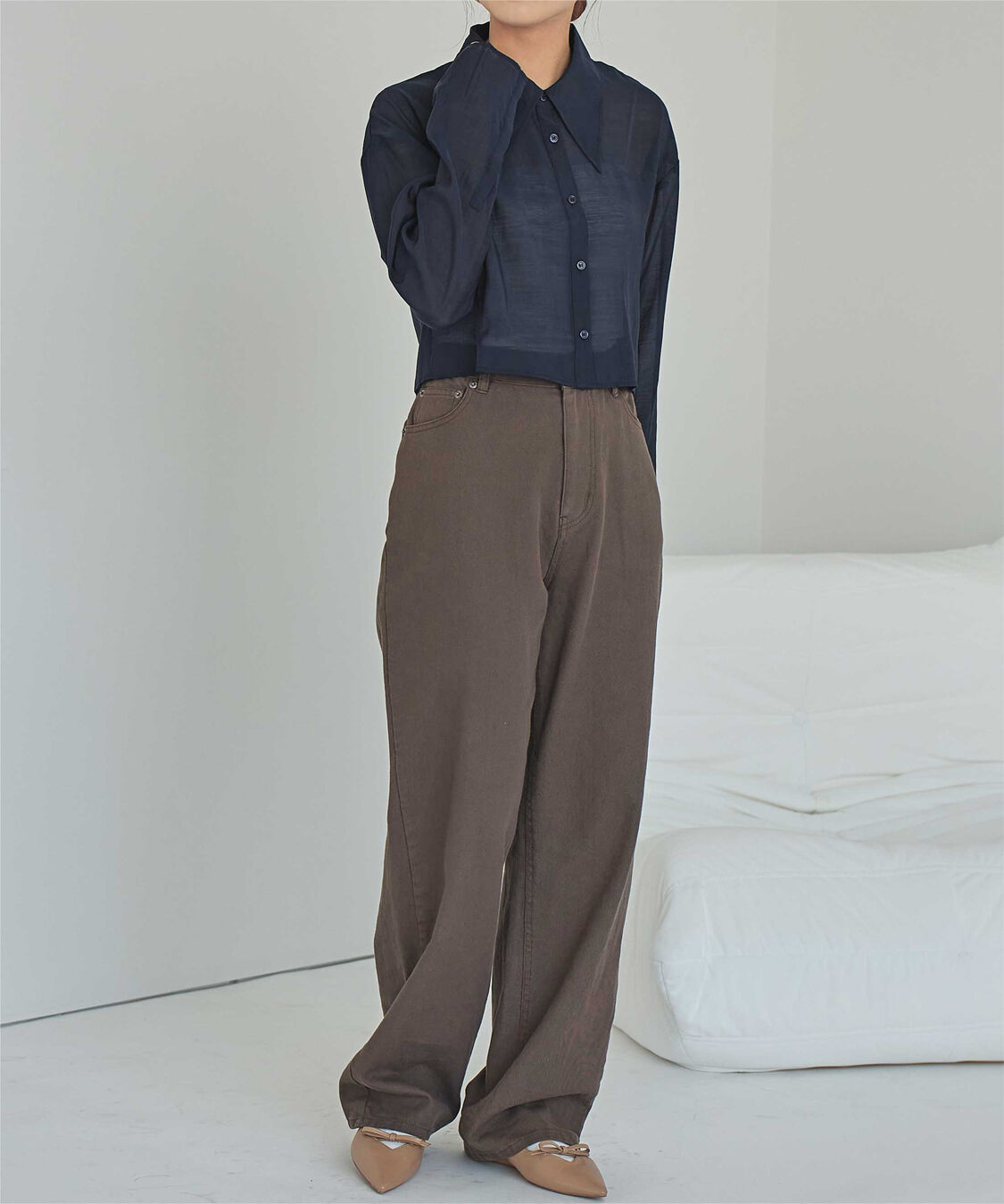 titivate「【さやかさんS/Sコラボ】デザイン襟シアーシャツ」|シャツ・ブラウス|