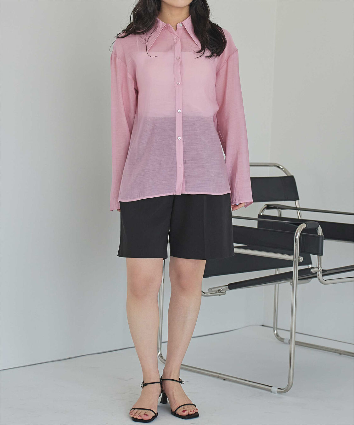 titivate「【さやかさんS/Sコラボ】デザイン襟シアーシャツ」|シャツ・ブラウス|