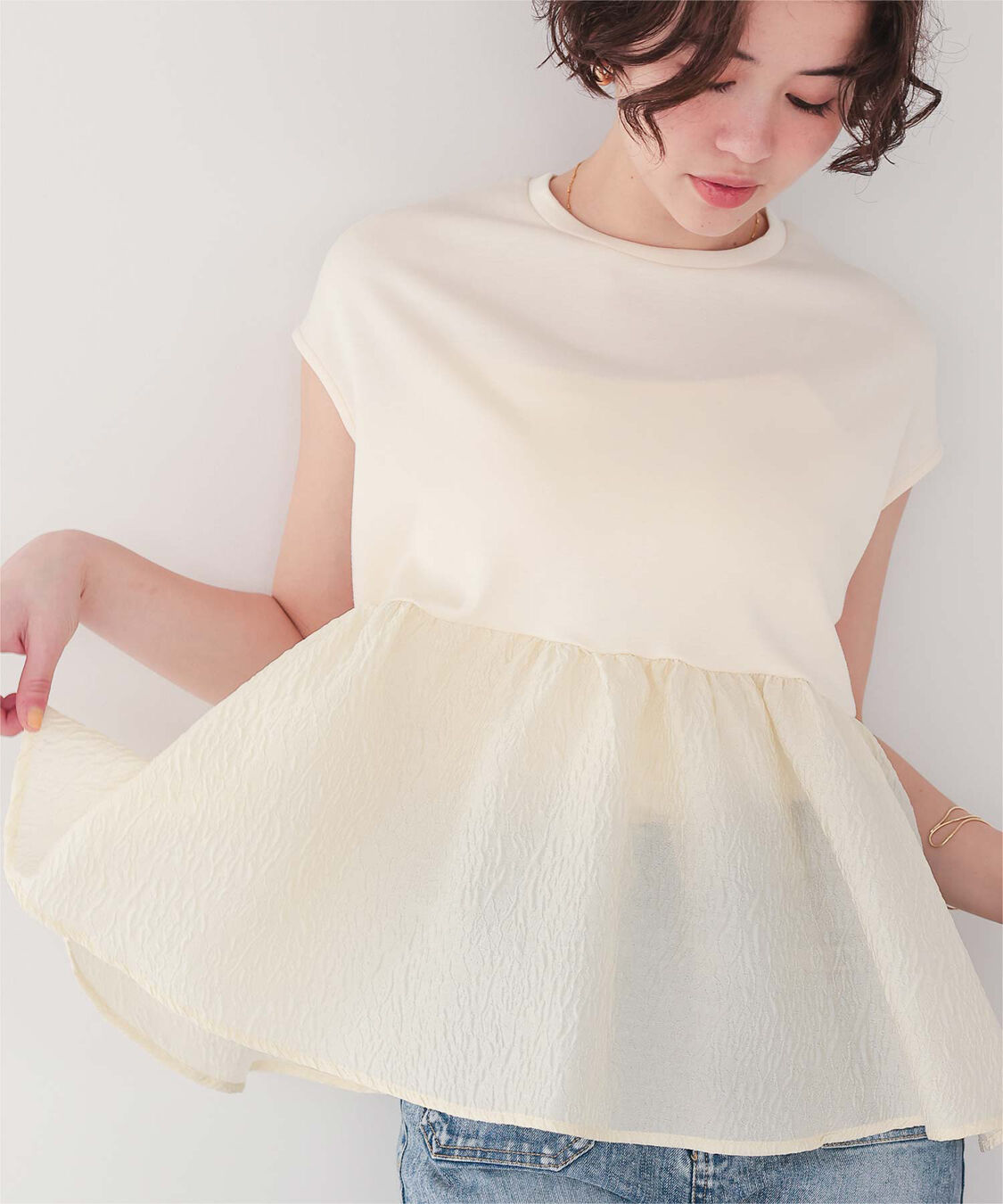 titivate「シアージャガードドッキングトップス」|Tシャツ・カットソー|