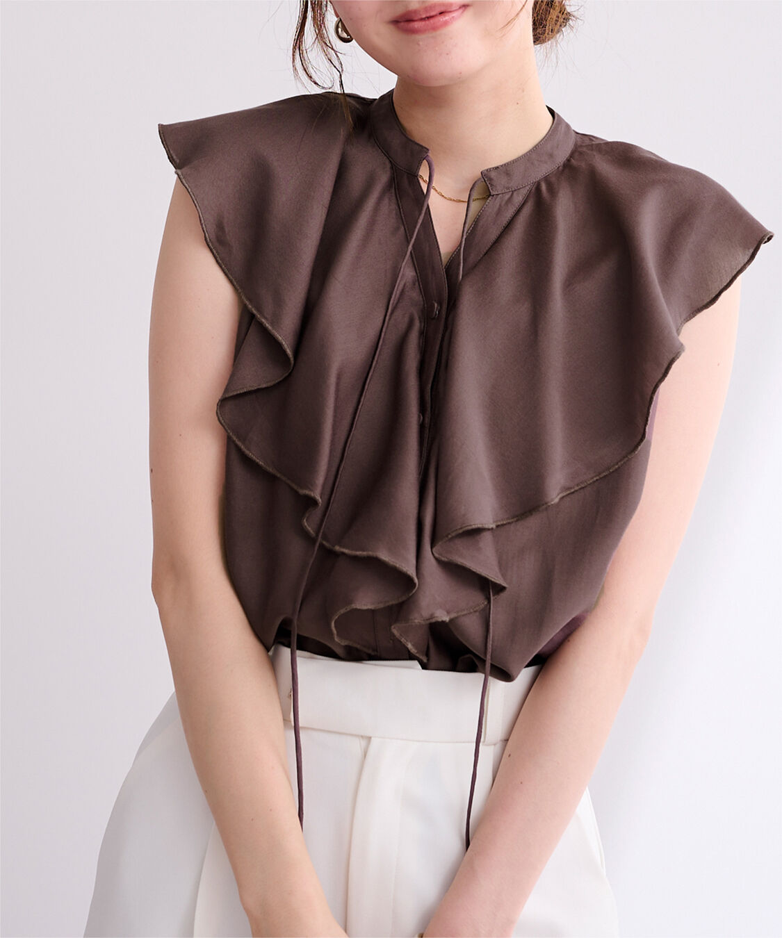 ur's「ラッフルデザインフレンチスリーブブラウス」|シャツ・ブラウス|