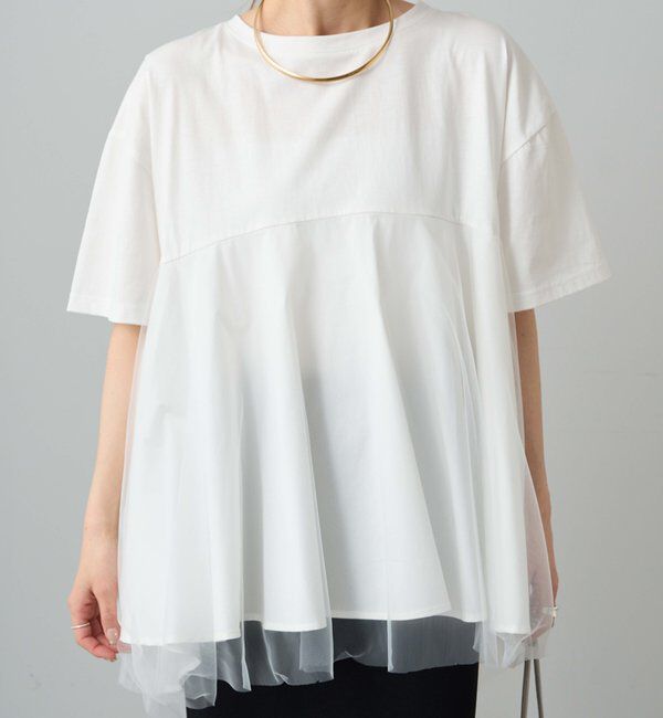  「《リバイバル》【WEB限定/Du noir】チュールドッキングTシャツ」|プルオーバー|