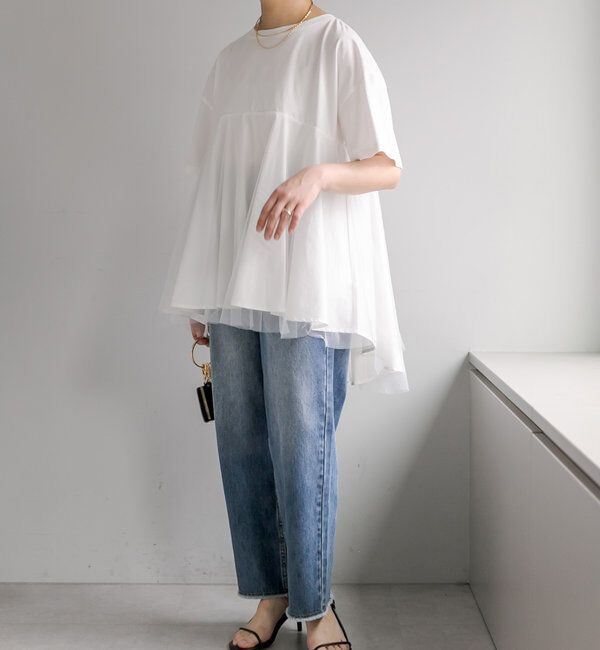  「《リバイバル》【WEB限定/Du noir】チュールドッキングTシャツ」|プルオーバー|