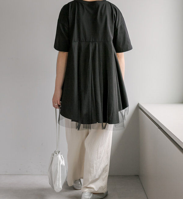  「《リバイバル》【WEB限定/Du noir】チュールドッキングTシャツ」|プルオーバー|