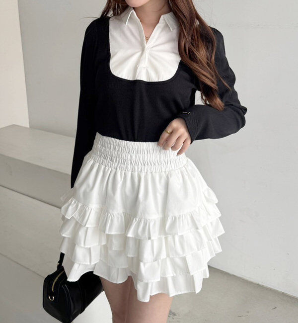  「ティアードフリルミニスカート」|スカート|